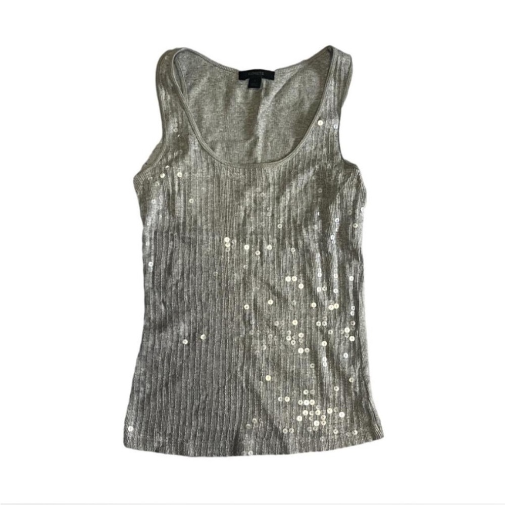 2000s grey express sequin fitted tank top